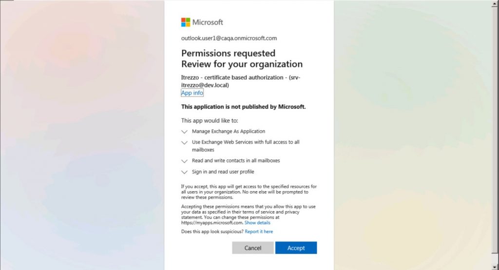 Accepting admin permissions