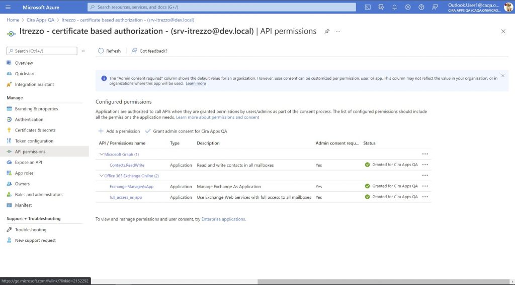 Configuring API permissions