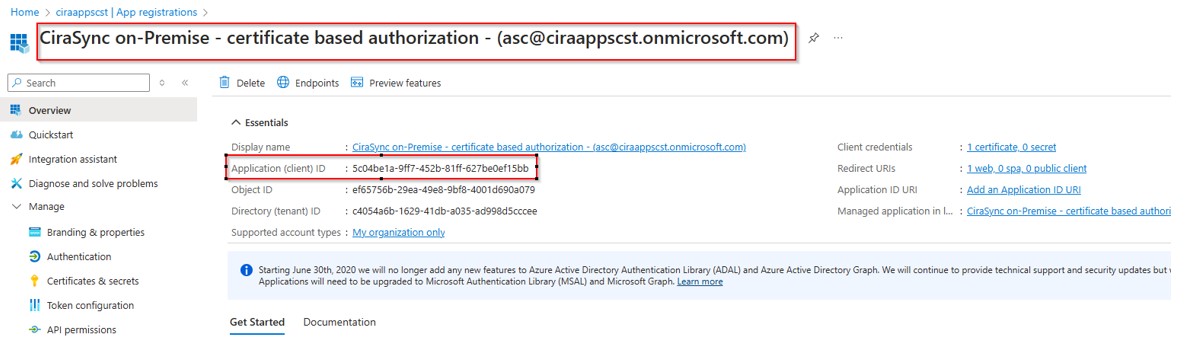 enter the Global Admin credentials certificate
